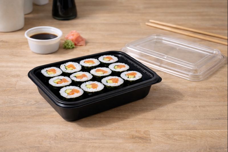 BOITE RECT PP 32OZ (900 ml ) BLACK X50 ( 1 PQT )