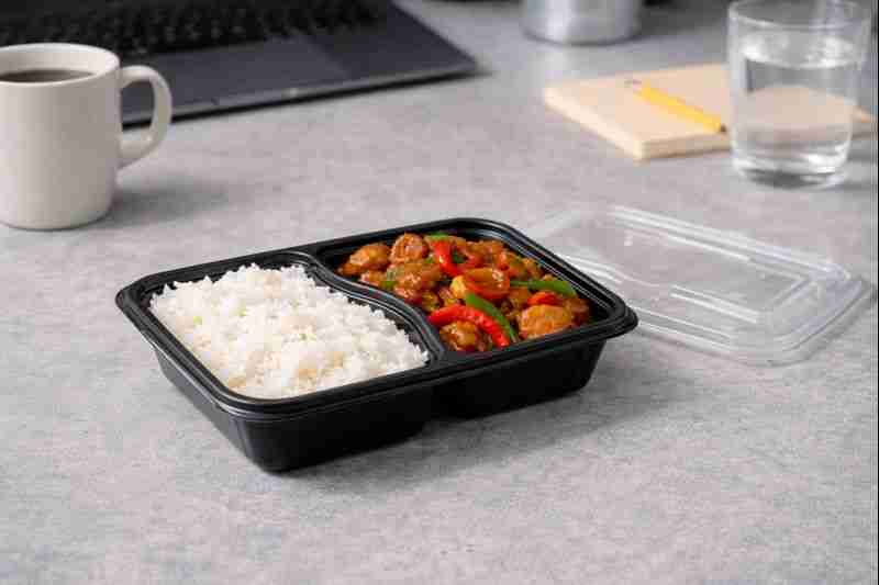 BOITE RECT PP BLACK 232OZ - 900ML  2COMP ( CT DE 150 )